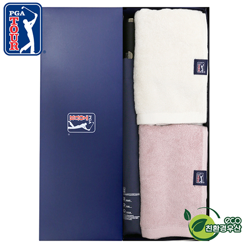 PGA 친환경그린 2단자동우산 + 200g코마사타올 2P세트