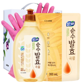 친환경 참그린곡물500용기 곡물300리필 고무장갑32cm 3종