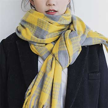 블록체크 남녀공용 모조 캐시미어 머플러 