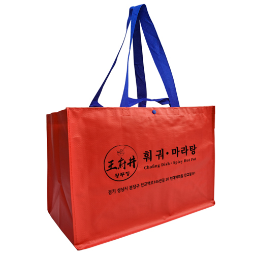 (특대형) 레드 뉴 레트로 타포린 시장가방 53*30*