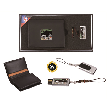 채색송학자개가죽명함지갑+채색송학자개USB(8GB~64G