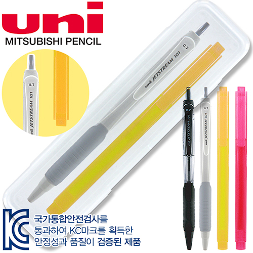uni제트스트림101 0.7mm + 스타 사각 형광펜세