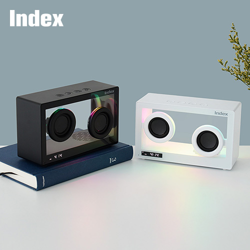 INDEX 투명 블루투스스피커 무드램프 알람시계(충전식