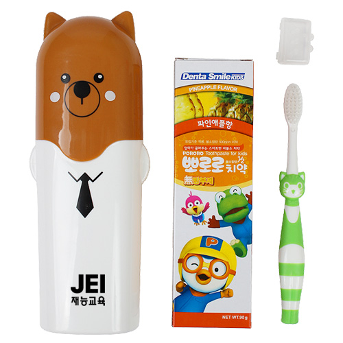 뽀로로 과일향(4향) 치약칫솔 곰돌이 케이스 세트 3종