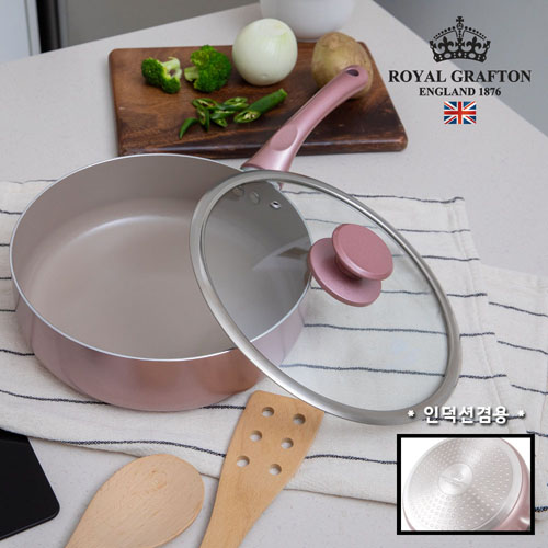 로얄그래프톤 로사 인덕션겸용(IH) 세라믹코팅 궁중전골팬24cm + 유리