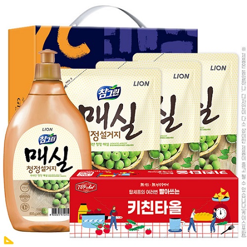 친환경 참그린매실500용기 매실300리필3P 빨아쓰는키
