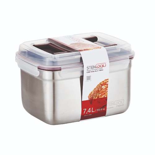 스텐락 국산 스텐밀폐용기 스텐김치통 큐브 핸디 3호 7.4L