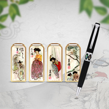 제이메타 S1 골드 풍속화 자개USB 볼펜 세트 4GB