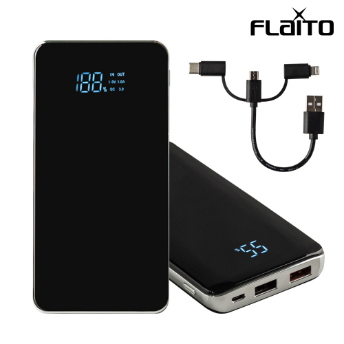 플라이토 QC3.0 LED 2구 고속 보조배터리 100