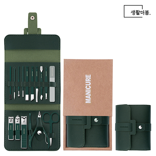 생활더봄 파스텔 가죽 손톱깎이 세트 네일케어도구 16종