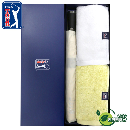 PGA 친환경그린 2단자동우산 + 180g모달타올 2P세트
