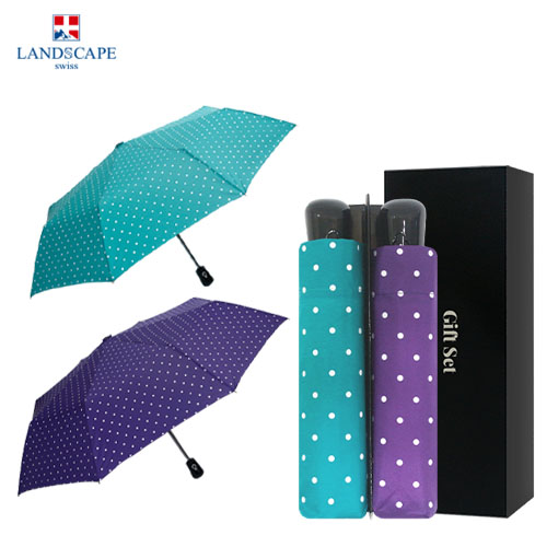 랜드스케이프 3단전자동 도트우산 2P세트