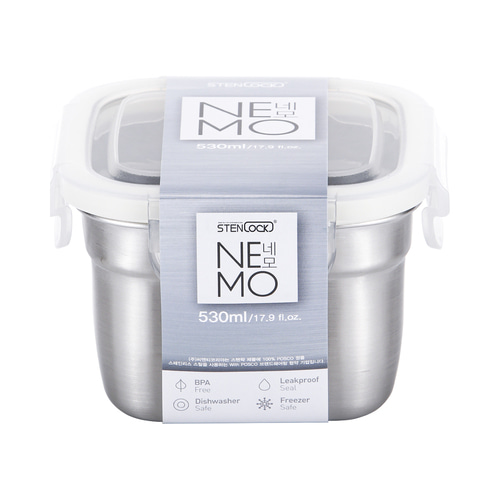 스텐락 국산 스텐밀폐용기 네모 5호 530ml
