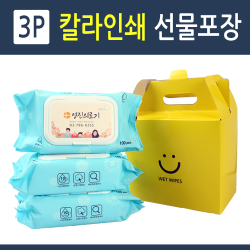 블루 물티슈 100매 선물포장 (3P)