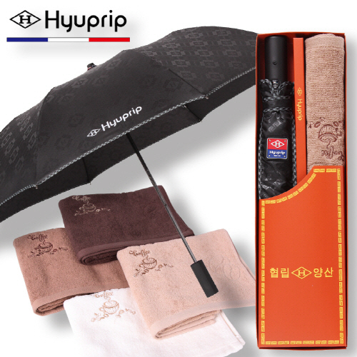 협립 2단 엠보바이어스 자동우산+카페타월115g 1P 