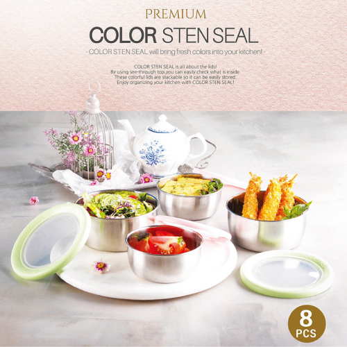 폴리 칼라 스텐씰 8p 스텐찬통/실리콘뚜껑 (500ml