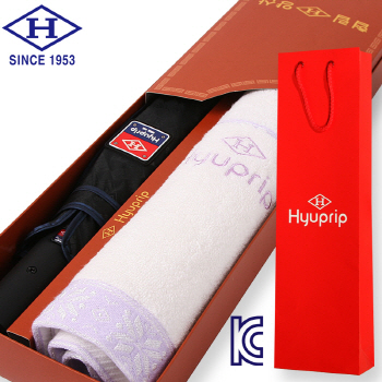 협립 2단 내부펄코팅 격자엠보 우산+눈꽃타월세트