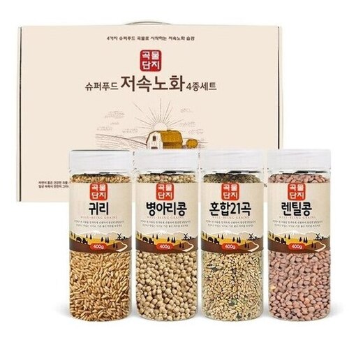슈퍼푸드 저속노화 곡물4종 선물세트 (귀리400g,병아