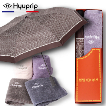 협립 2단 태극패턴 자동우산+호텔코마타월1P 세트 